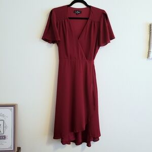 Lulus Burgundy Red "Rise To The Occasion" Midi Wrap Dress - Pretty Fall Dress
